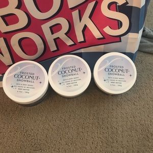 3 frosted coconut snowball body butters